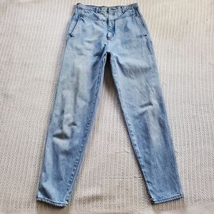 Vintage 90'S Anchor Blue Distressed Denim Super High Rise Bareback Blue